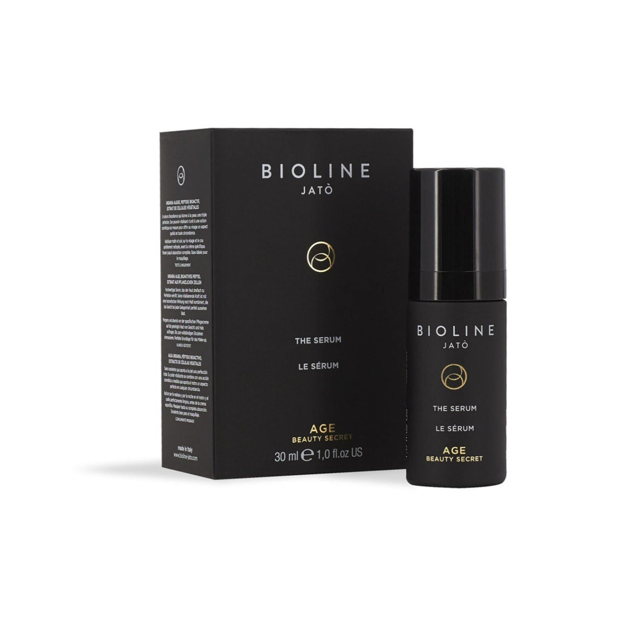 Beskrivning Från Bioline Jató, Age Beauty Secret. Ett utmärkt serum som ger trippel perfektion till huden. Dess vitaliserande kraft kombineras med en skräddarsydd kosmetisk åtgärd som ger huden ett perfekt utseende för varje situation. En perfekt bas för make-up. Användning  Applicera morgon och kväll på rent ansikte och hals. Massera in till produkten är helt absorberad. Innehåll  Active: Undaria seaweed Bioactive Peptide Tomato Vegetal Stem cell Extract  30 ml